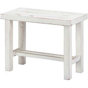 Luxury Living Solid Wood 24-Inch Wide Loft Small Bench in White Distressed