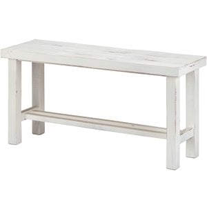 Luxury Living Solid Wood 36-Inch Wide Loft Medium Bench in White Distressed