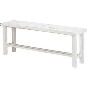 Luxury Living Solid Wood 48-Inch Wide Loft Long Bench in White Distressed