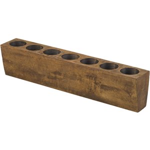 Luxury Living 7-Hole Rustic Wooden Sugar Mold Candle Holder in Pecan Brown