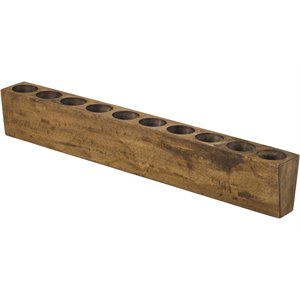 Luxury Living 10-Hole Rustic Wooden Sugar Mold Candle Holder in Pecan Brown