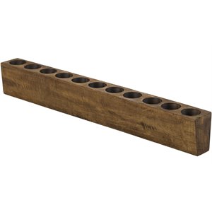 Luxury Living 11-Hole Rustic Wooden Sugar Candle Holder in Pecan Brown