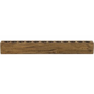 Luxury Living 12-Hole Rustic Wooden Sugar Candle Holder in Pecan Brown