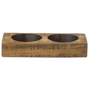 Luxury Living 2-Hole Rustic Wooden Cheese Candle Holder in Pecan Brown