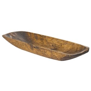 Luxury Living Hand Carved Rustic Solid Wood Reg Decorative Bowl in Pecan Brown