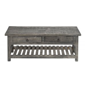 Luxury Living Solid Wood 2-Drawer Loft Coffee Table in Charcoal Gray