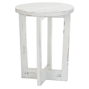 Luxury Living Solid Wood Loft Smaller Circular Nesting Table in White Distressed