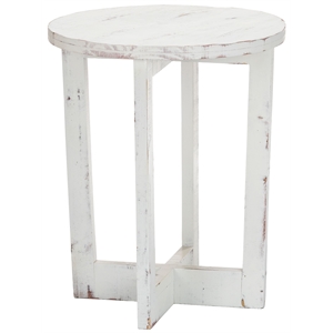 Luxury Living Solid Wood Loft Larger Circular Nesting Table in White Distressed