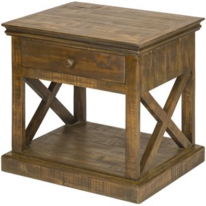 Luxury Living Solid Wood 25-Inch New York Side Table in Brown