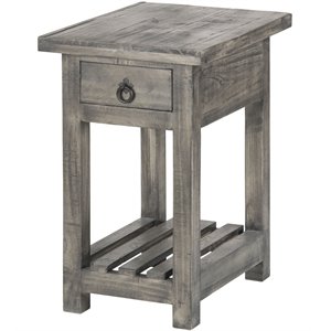 Luxury Living Furniture Solid Wood Loft End Table in Charcoal Gray