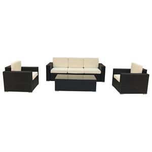 Luxury Living Furniture 6 Piece Wicker / Rattan Outdoor Lounge Set in Espresso