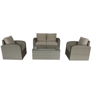 Luxury Living Furniture 4 Piece Wicker / Rattan Outdoor Lounge Set in Tan
