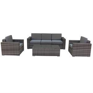 Luxury Living Furniture 6 Piece Wicker / Rattan Outdoor Lounge Set in Gray