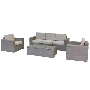 Luxury Living Furniture 6 Piece Wicker / Rattan Outdoor Lounge Set in Tan