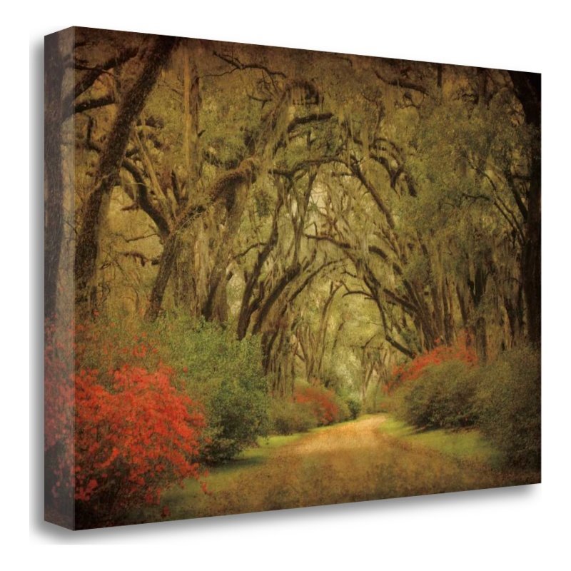 39x26 Road Lined With Oaks And Flowers by William Guion CanvasFabric Multi-Color