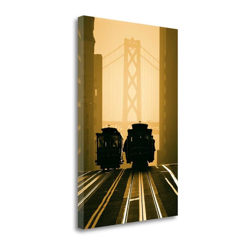 20x29 Cable Cars San Francisco By Mitchell Funk- Print Canvas Fabric Multi-Color