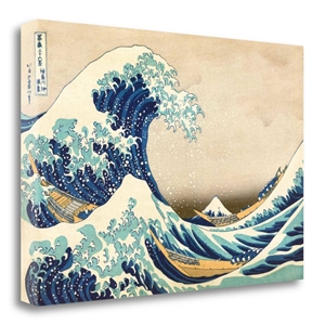 32x21 The Great Wave Off Kanagawa by Katsushika Hokusai CanvasFabric Multi-Color