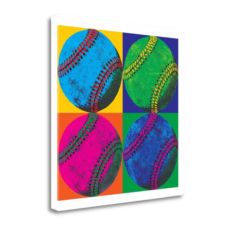 30 x 30 Ball Four Baseball By Wild Apple Portfolio- on Canvas Fabric Multi-Color