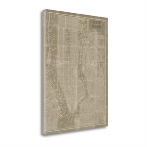 blueprint map new york taupe giclee on gallery wrap canvas