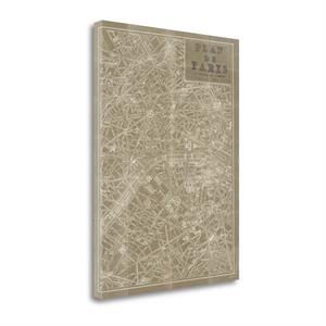 blueprint map paris taupe giclee on gallery wrap canvas