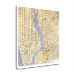 gilded new york map giclee print on gallery wrap canvas