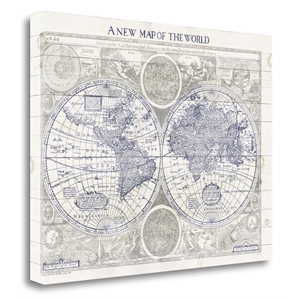 a new map of the world giclee print on gallery wrap canvas