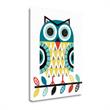 23x28 Folk Lodge Owl V2 Teal By Michael Mullan Print on CanvasFabric Multi-Color