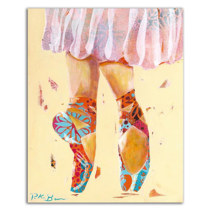 24 x 30 Ballet Slippers by Pamela K. Beer Wall Art Print on Canvas Fabric Yellow