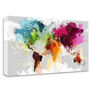 colourful world map by graphinc print on canvas