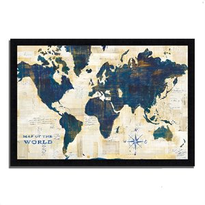 world map collage by sue schlabach framed painting print, black frame