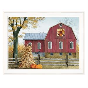 Autumn Leaf Quilt Block Barn by Billy Jacobs Printed Art Wood Multi-Color