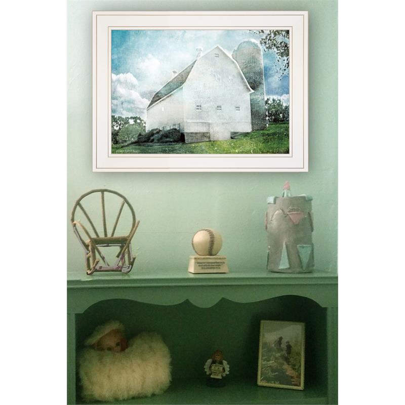 White Barn by Bluebird Barn Printed Framed Wall Art Wood Multi-Color