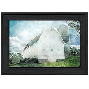 White Barn by Bluebird Barn Printed Framed Wall Art Wood Multi-Color