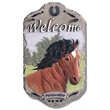 Horse Porch Decor Resin Slate Plaque Welcome Sign Printed Wall Art Multi-Color