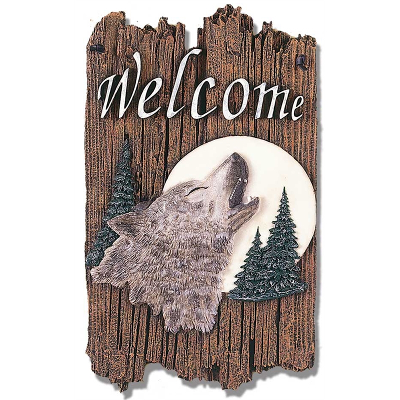 Wolf Porch Decor Resin Slate Plaque Welcome Sign Printed Wall Art Multi-Color
