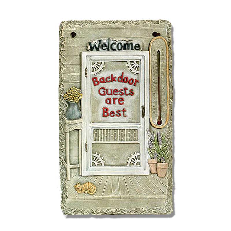 Backdoor Guests Porch Decor Resin Slate Plaque Welcome Sign Multi-Color