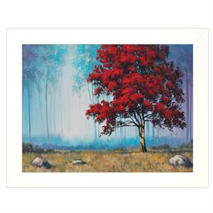 Red Tree by Tim Gagnon Printed Framed Wall Art Wood Multi-Color