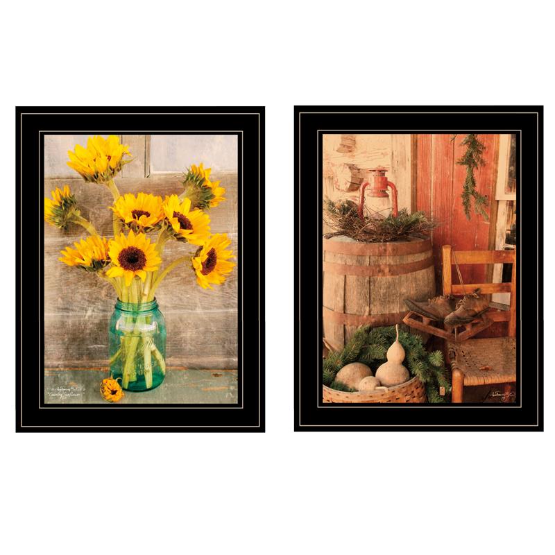 Vintage Country and Sunflowers 2-Pc Vignette by Anthony Smith Wood Multi-Color