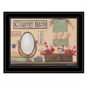Country Bath By Pam Britton Printed Framed Wall Art Wood Multi-Color