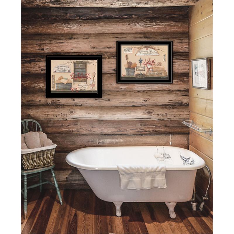 Wash Room By Pam Britton Printed Framed Wall Art Wood Multi-Color