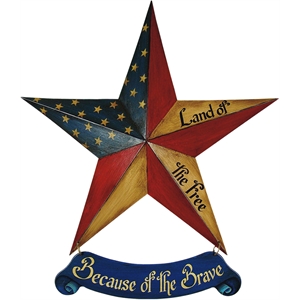 24 inch americana star wooden banner wall decor multi-color ready to hang