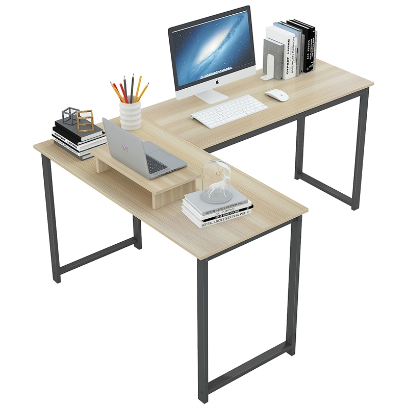 Cro Decor Wood L Shaped Wood Home Office Gaming Desk In Black From Homesquare Accuweather Shop