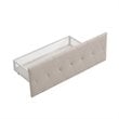 CRO Decor Twin Metal Storage Bed with Linen Upholstery in Beige