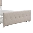 CRO Decor Twin Metal Storage Bed with Linen Upholstery in Beige
