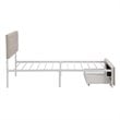 CRO Decor Twin Metal Storage Bed with Linen Upholstery in Beige