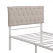 CRO Decor Twin Metal Storage Bed with Linen Upholstery in Beige