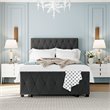 CRO Decor Twin Metal Storage Bed with Linen Upholstery in Gray