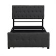 CRO Decor Twin Metal Storage Bed with Linen Upholstery in Gray