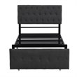 CRO Decor Twin Metal Storage Bed with Linen Upholstery in Gray