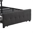 CRO Decor Twin Metal Storage Bed with Linen Upholstery in Gray
